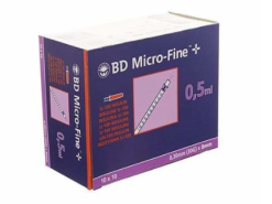 BD MICRO FINE+ 0.5ML INSULIN SYRINGE & NEEDLE 30G X 8MM - PACK OF 10